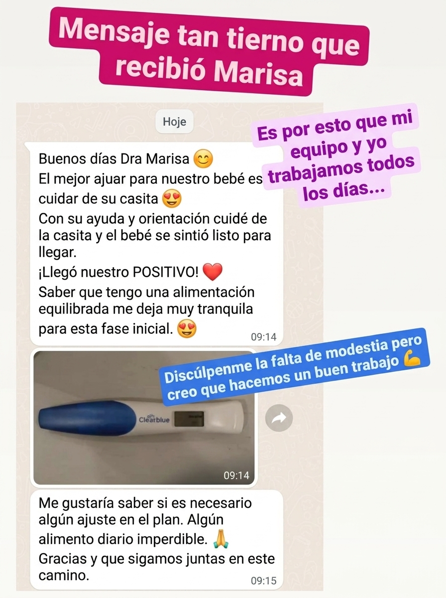 Captura de un mensaje celebrando un resultado positivo