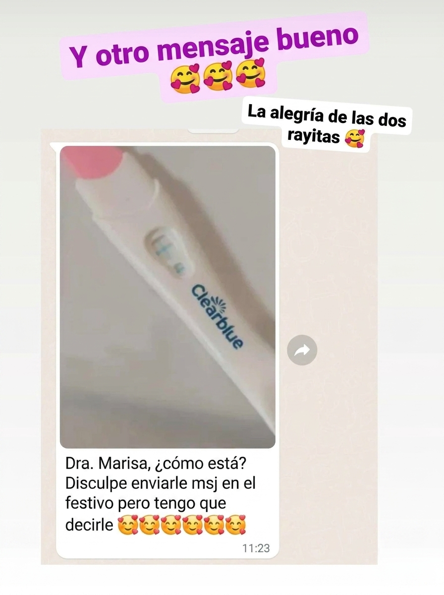 Captura de una prueba positiva compartida con la doctora
